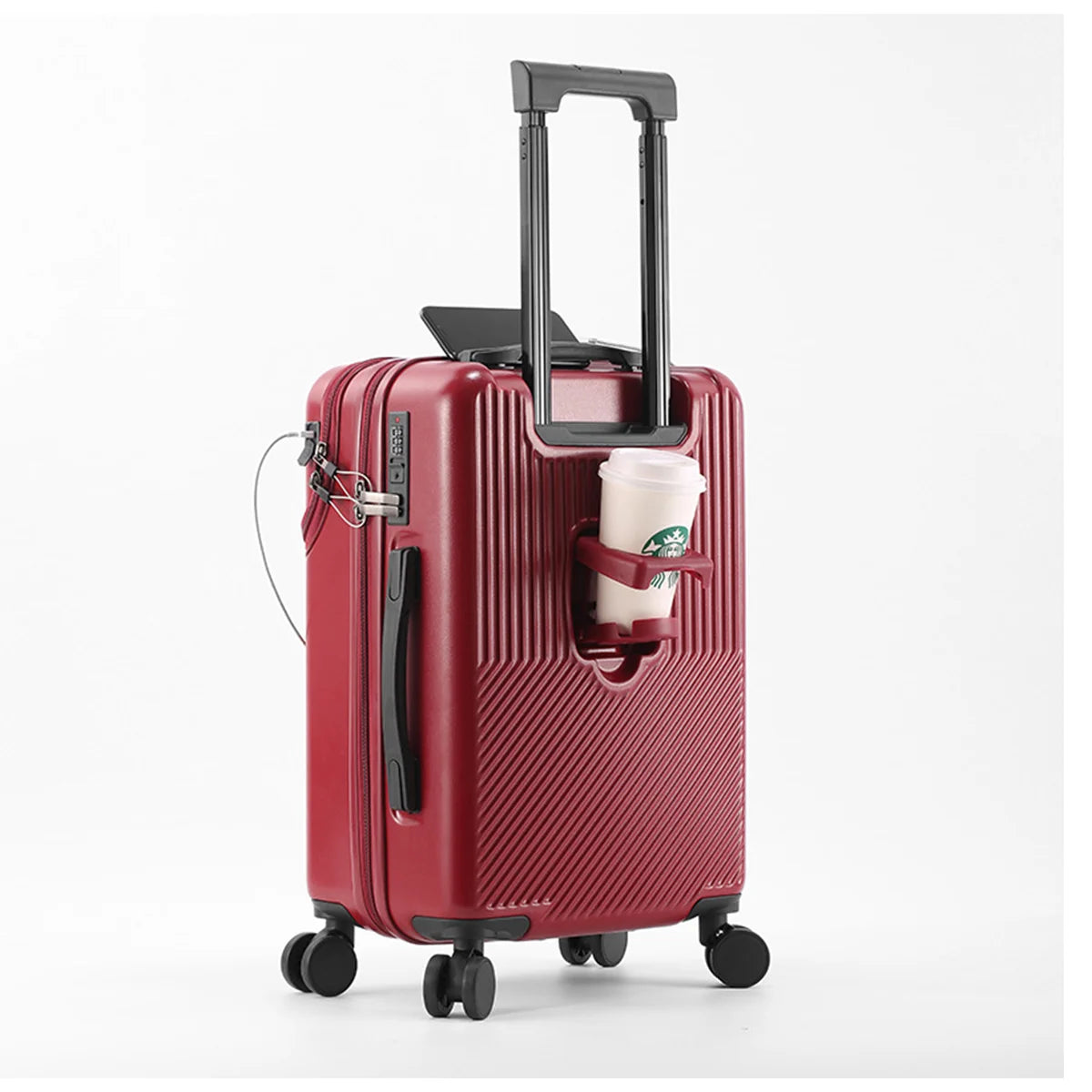 JMT-332106 Front Opening Trolley Suitcase with USB Charging Port for Travel Convenience