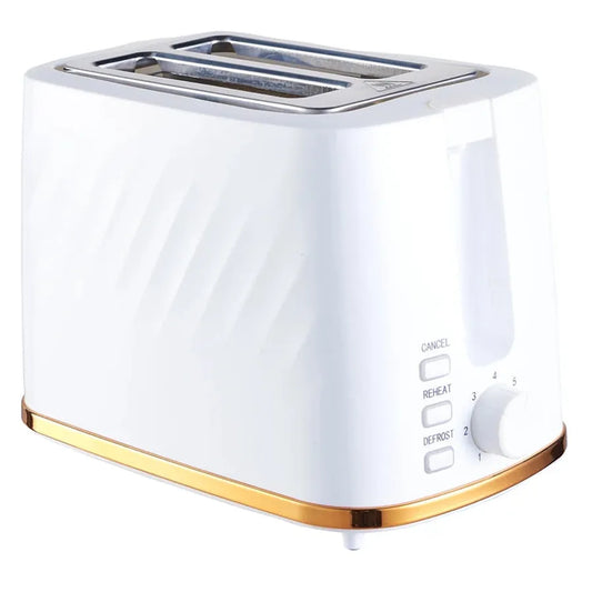 JMT-332170 Sleek 2-Slice Plastic Toaster for French Bread - White Finish