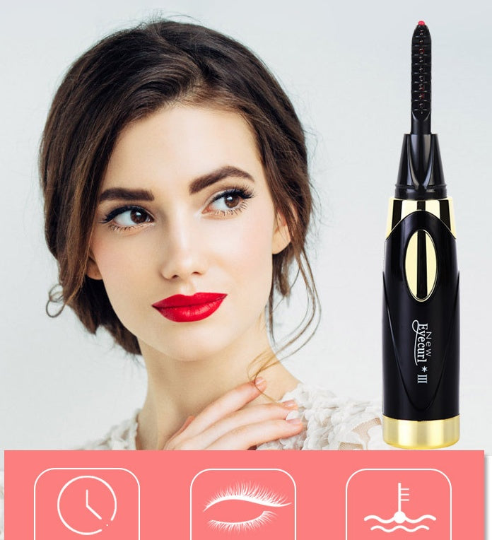 JMT-332490 Portable USB Charging Electric Eyelash Curler - Compact Black & White Design