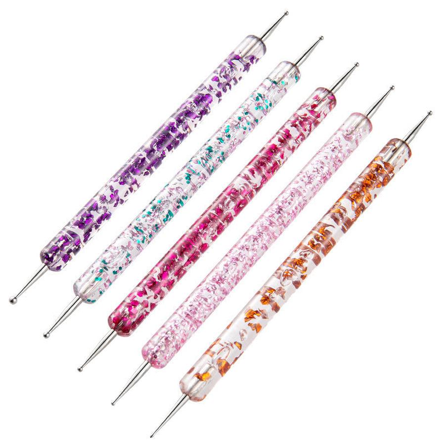JMT-332682 Double Transparent Rod Nail Art Set with Point Drilling Pen, 5 Sets, 53g