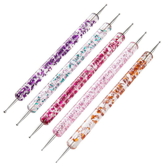 JMT-332682 Double Transparent Rod Nail Art Set with Point Drilling Pen, 5 Sets, 53g