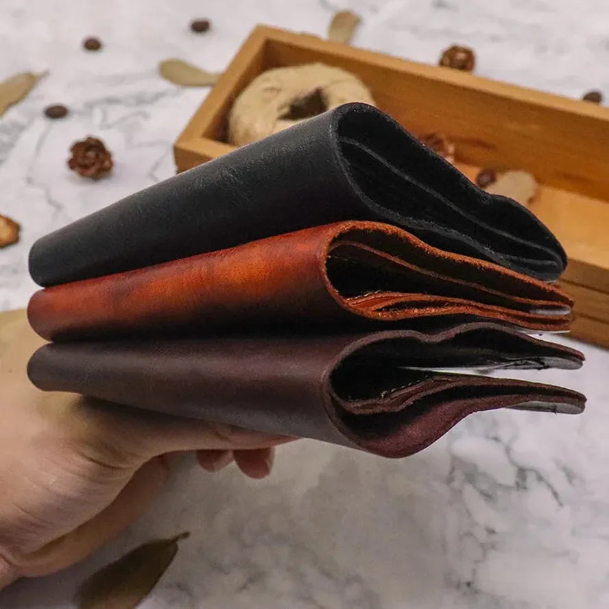 JMT-332746 Top Layer Cowhide Leather Wallet with Multiple Card Slots - Retro Vegetable Tanned Mini Wallet
