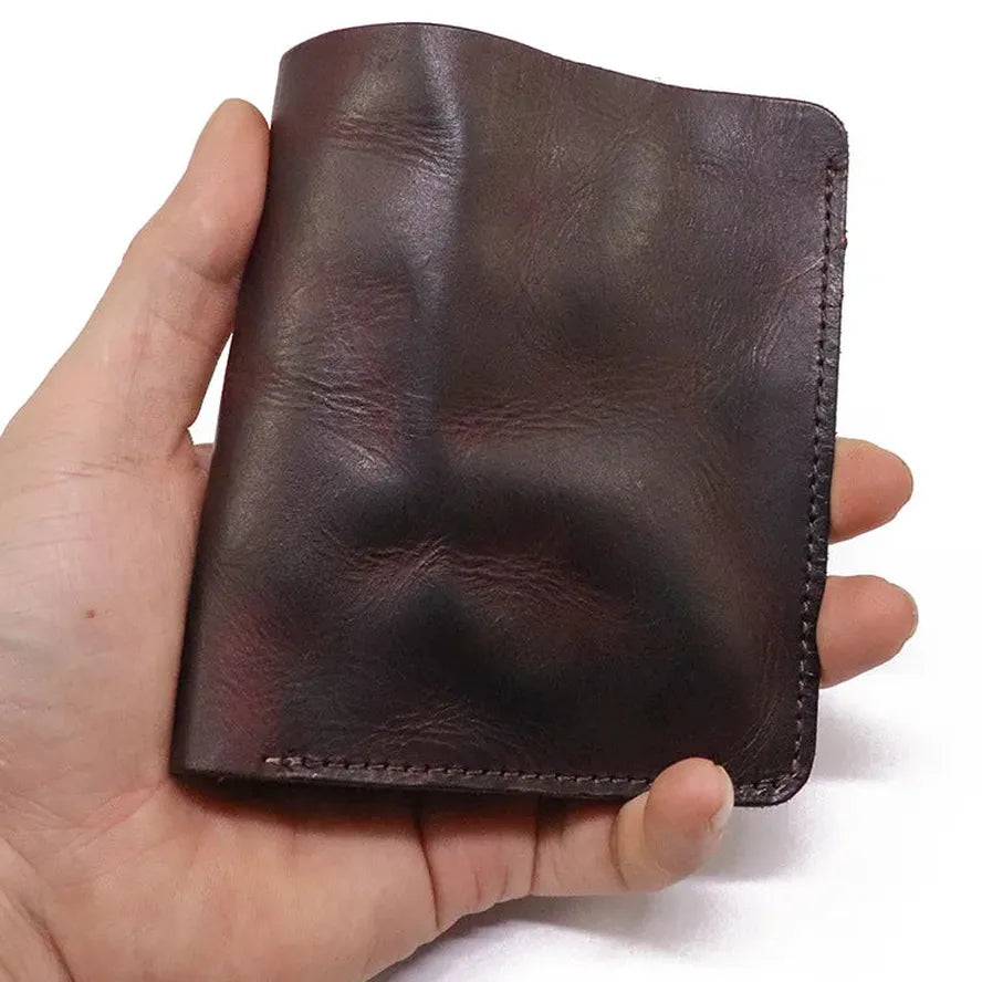 JMT-332746 Top Layer Cowhide Leather Wallet with Multiple Card Slots - Retro Vegetable Tanned Mini Wallet