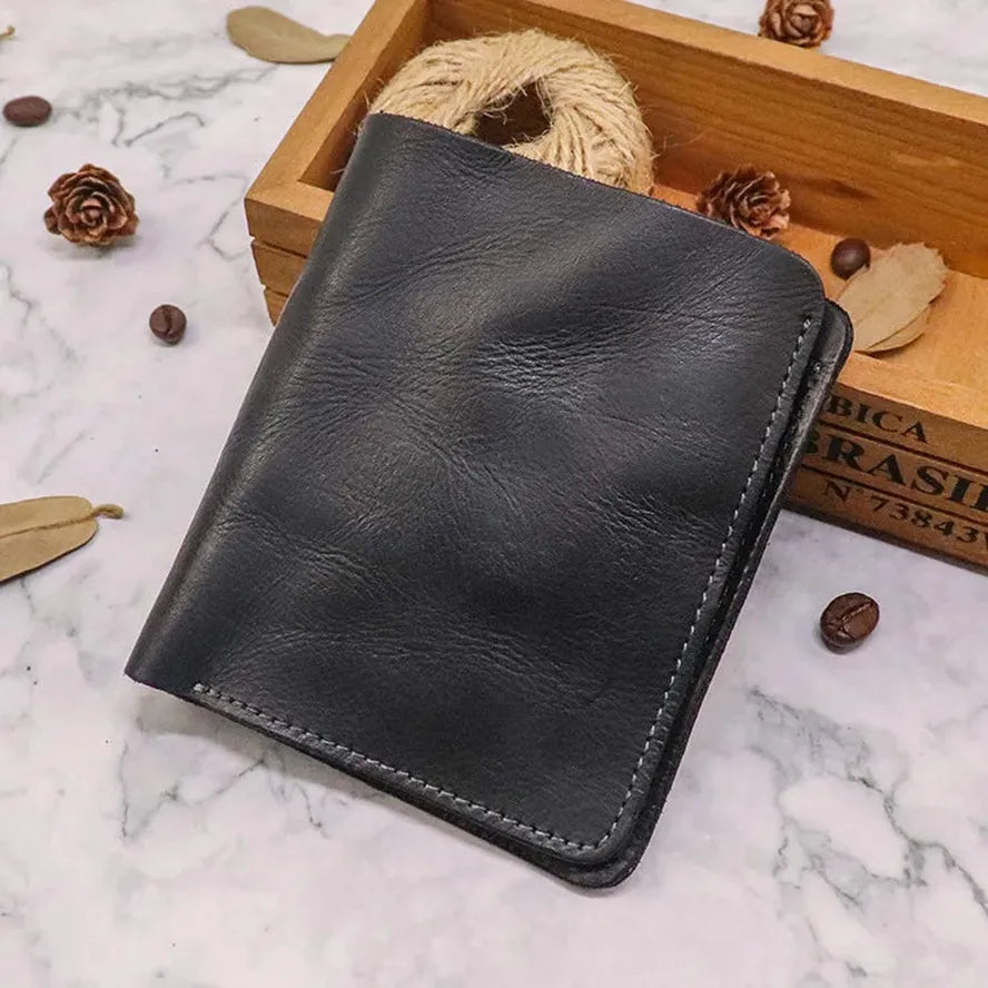 JMT-332746 Top Layer Cowhide Leather Wallet with Multiple Card Slots - Retro Vegetable Tanned Mini Wallet