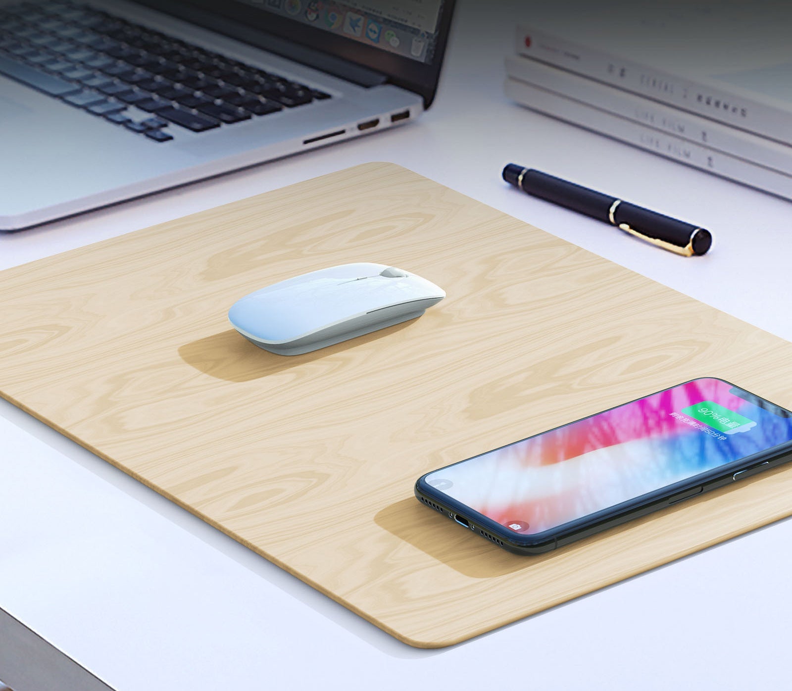 JMT-333066 Wireless Charging Mouse Pad for Fast Charging Compatible with Android and Apple Devices