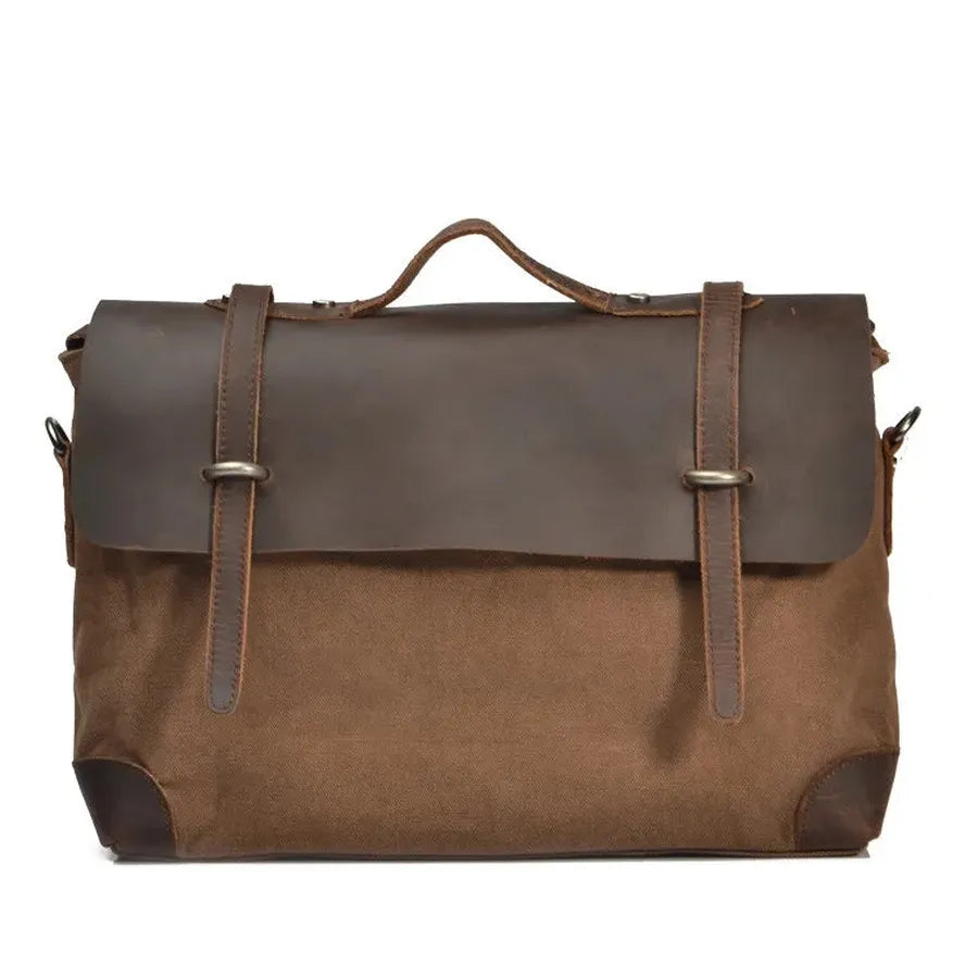 JMT-333130 Retro Canvas Messenger Bag with Cowhide Accents, Model No. 2167, 38cm x 9cm x 30cm