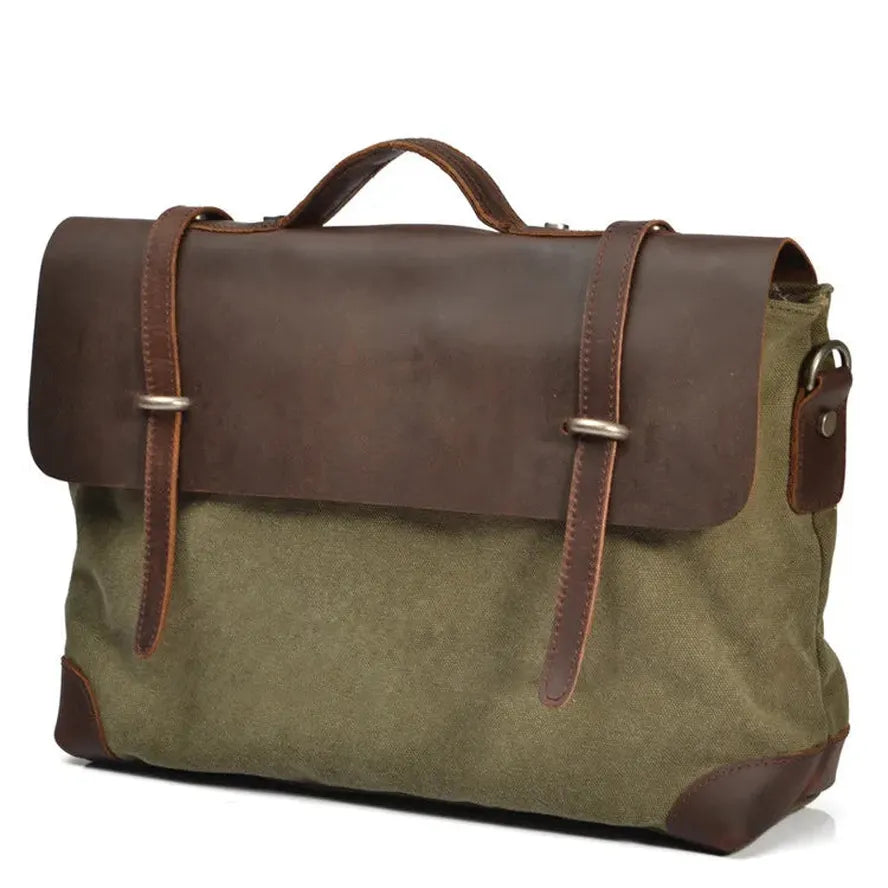 JMT-333130 Retro Canvas Messenger Bag with Cowhide Accents, Model No. 2167, 38cm x 9cm x 30cm