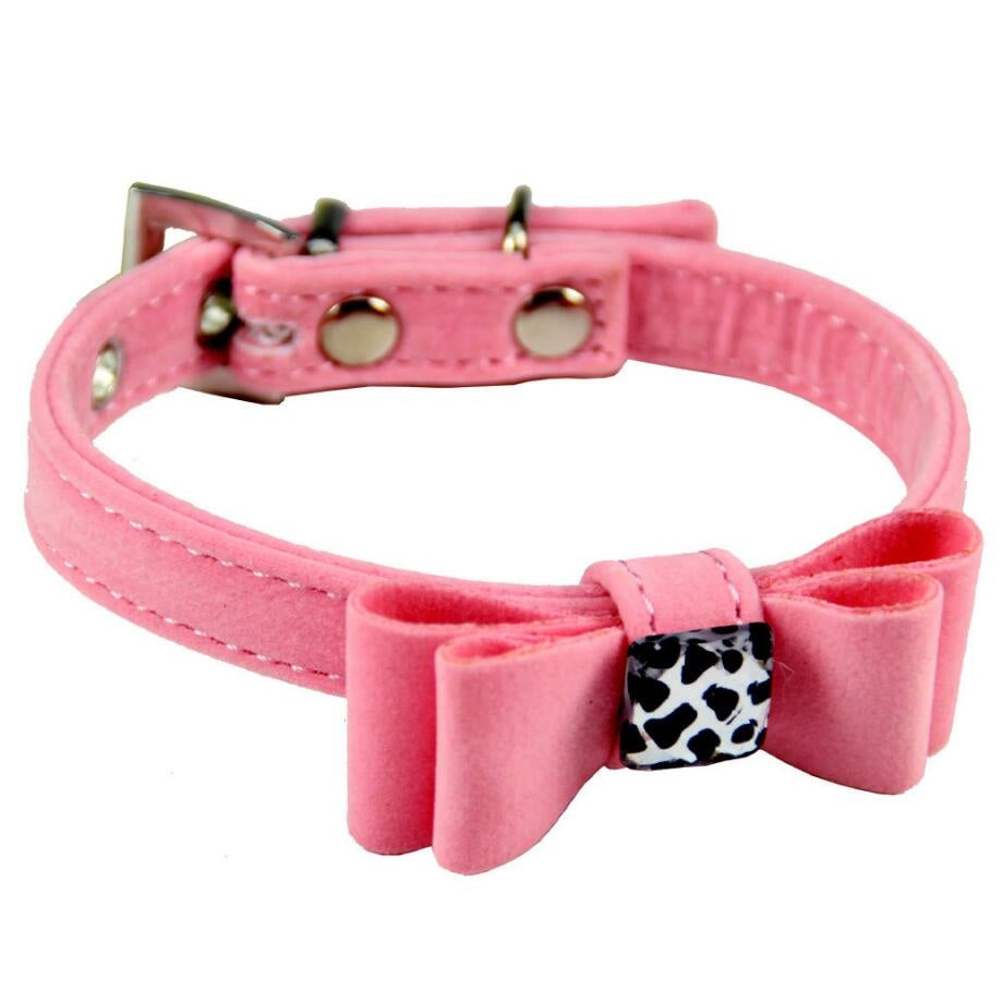 JMT-333194 Fashionable Flannelette Dog Collar with Bow Tie in Red, Pink, and Purple - Adjustable Sizes S & M