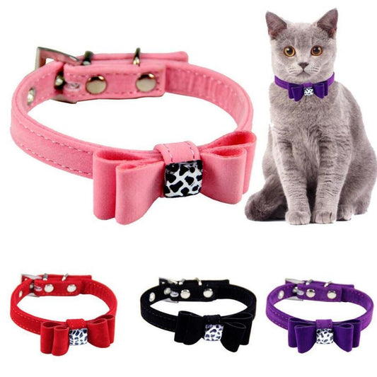 JMT-333194 Fashionable Flannelette Dog Collar with Bow Tie in Red, Pink, and Purple - Adjustable Sizes S & M