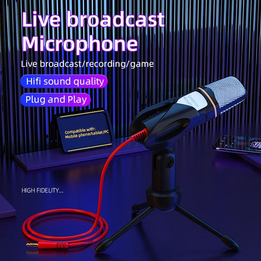 JMT-333194 Professional Condenser Microphone with 3.5mm Connector for Desktop Recording and Streaming