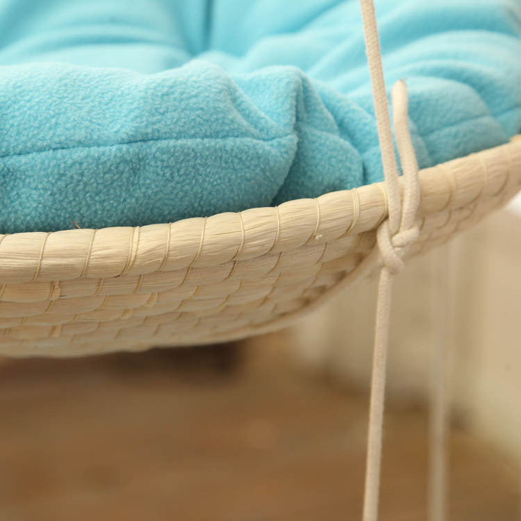 JMT-333386 Straw Cat Hammock and Climbing Frame for Cats - 50cm Diameter, Corn Husk and Cloth with Hemp Rope