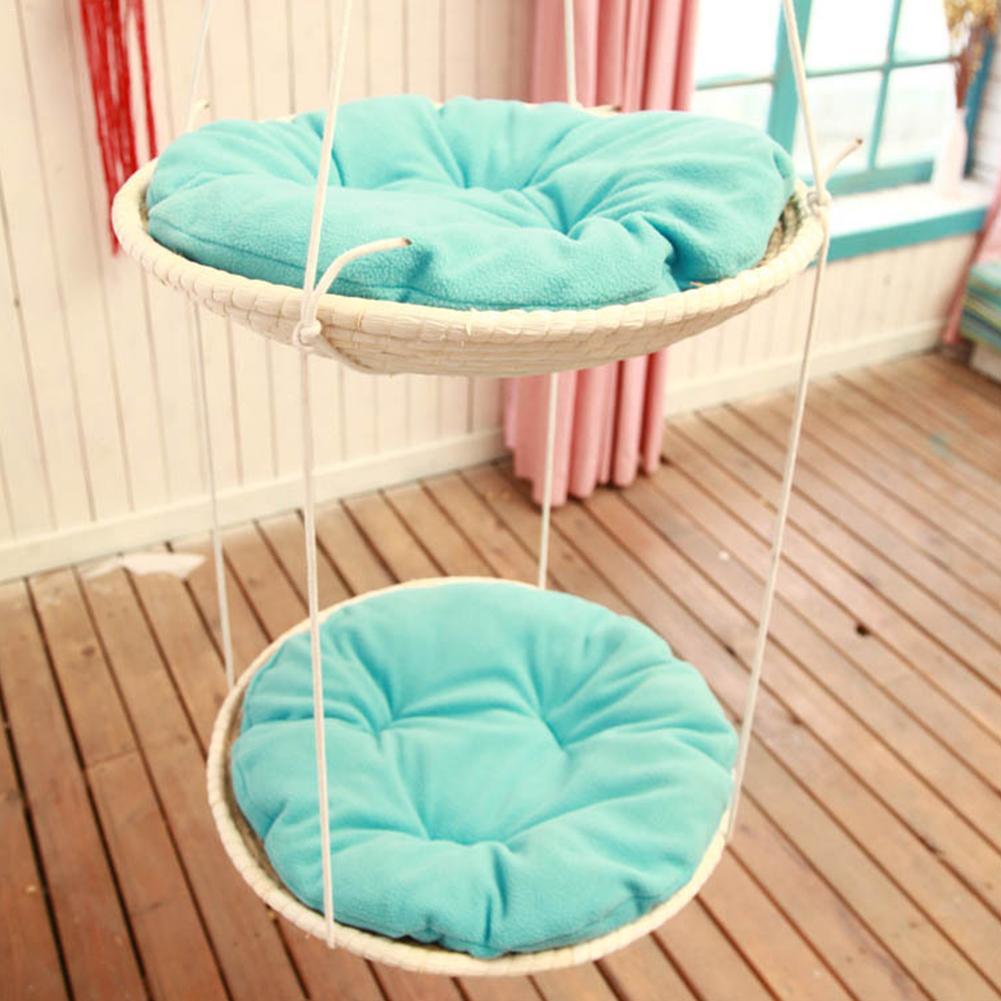JMT-333386 Straw Cat Hammock and Climbing Frame for Cats - 50cm Diameter, Corn Husk and Cloth with Hemp Rope