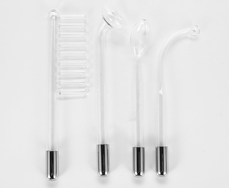 JMT-333514 Electrotherapy Instrument Accessories Set - Includes Mushroom Stick, Elbow Tube, Tongue Tube, and Comb in Red and Purple Light