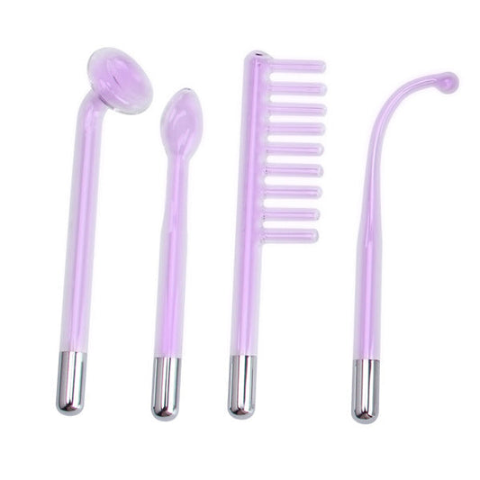 JMT-333514 Electrotherapy Instrument Accessories Set - Includes Mushroom Stick, Elbow Tube, Tongue Tube, and Comb in Red and Purple Light