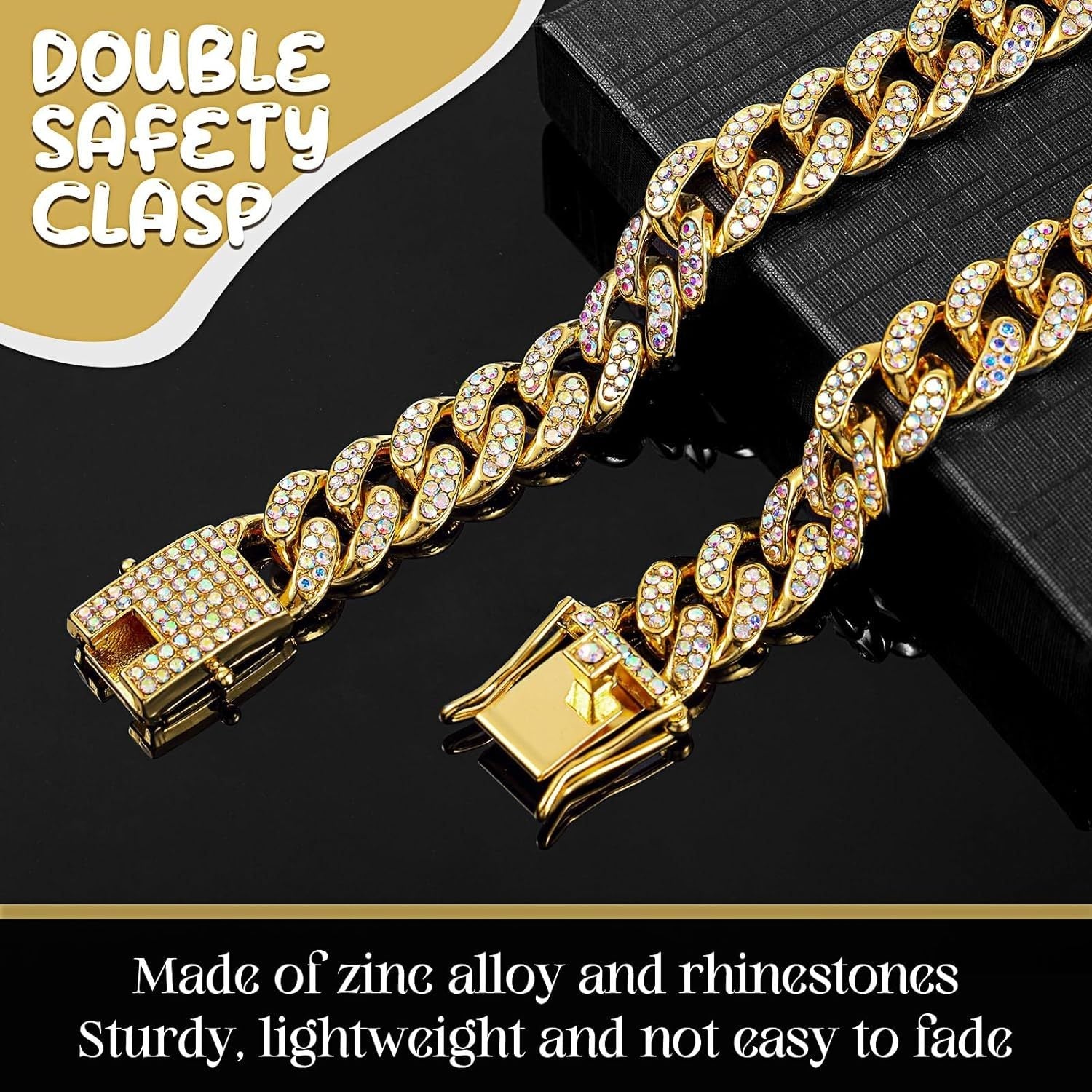 JMT-333706 Elegant Crystal Dog & Cat Necklace - Metal Chain Collar Accessories for Small, Medium, and Large Pets