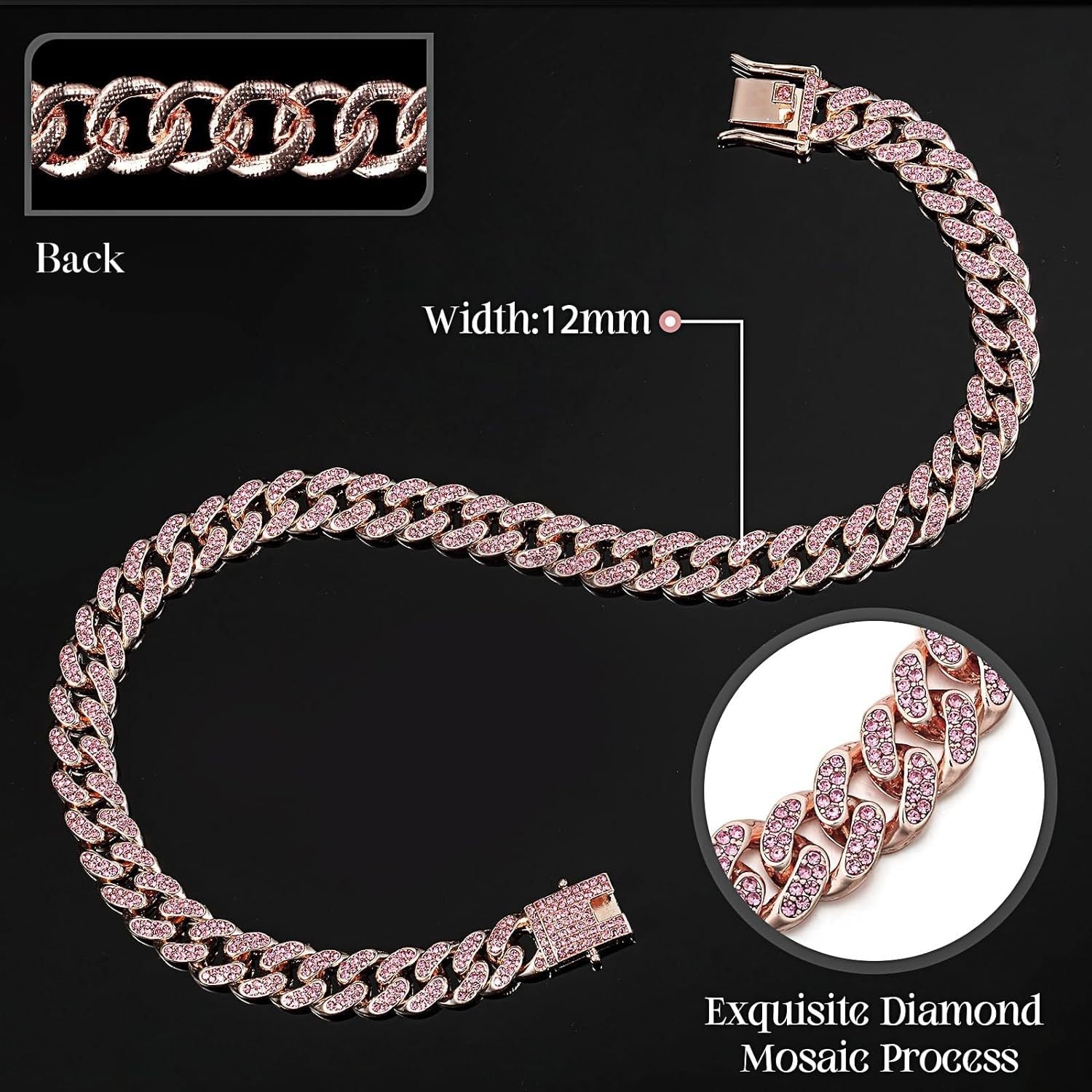JMT-333706 Elegant Crystal Dog & Cat Necklace - Metal Chain Collar Accessories for Small, Medium, and Large Pets