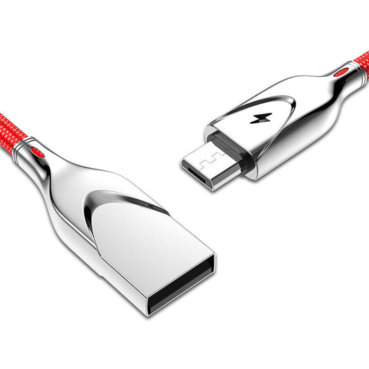 JMT-333706 Zinc Alloy Cloth Braided Data Cable, 1m/2m Length, 5V/2.3A Fast Charging, USB Copper Pin