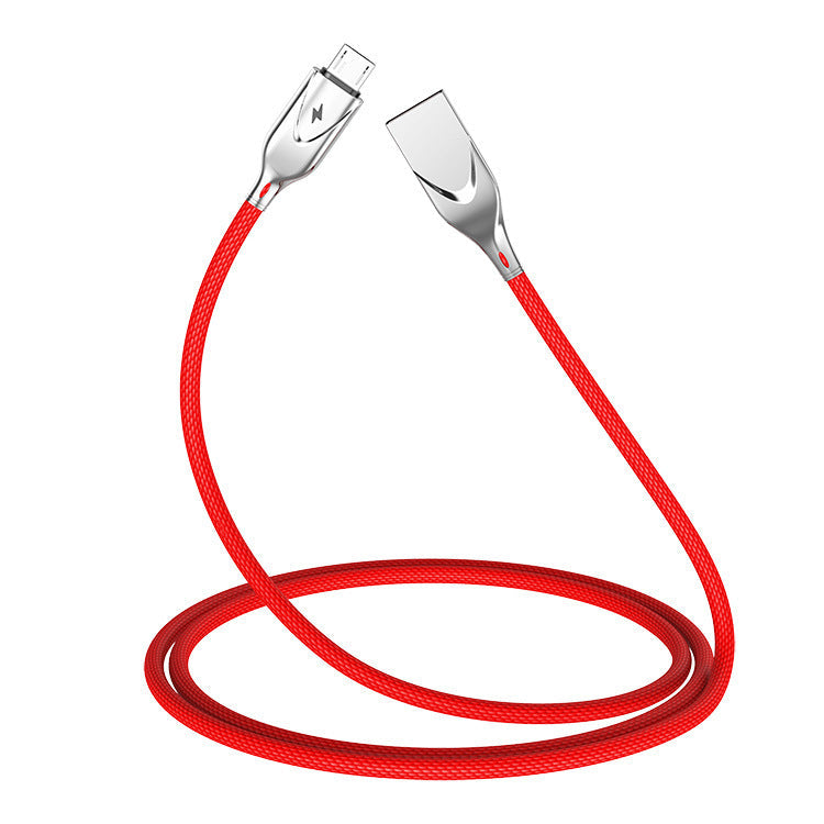 JMT-333706 Zinc Alloy Cloth Braided Data Cable, 1m/2m Length, 5V/2.3A Fast Charging, USB Copper Pin