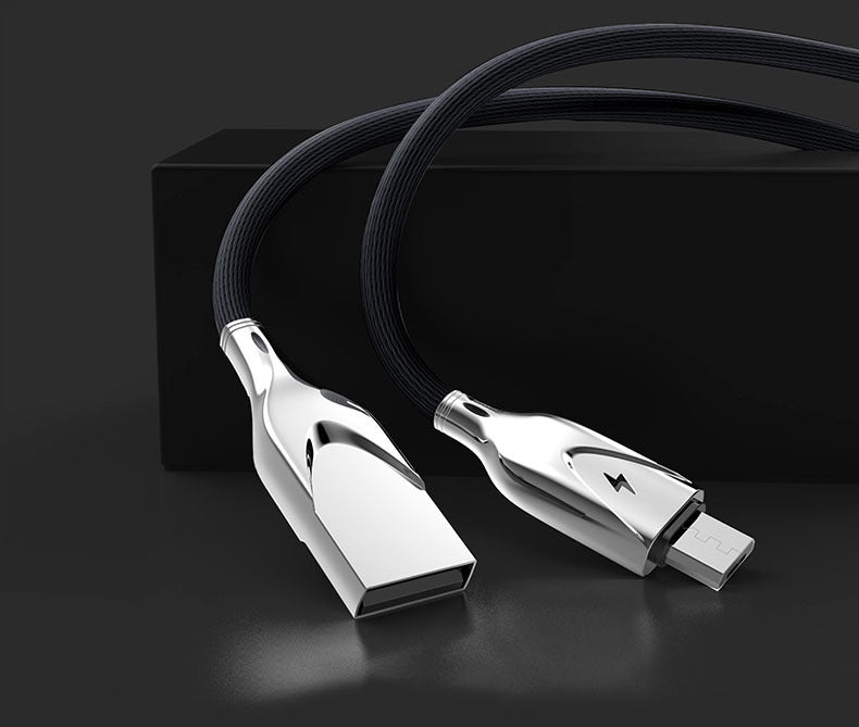 JMT-333706 Zinc Alloy Cloth Braided Data Cable, 1m/2m Length, 5V/2.3A Fast Charging, USB Copper Pin
