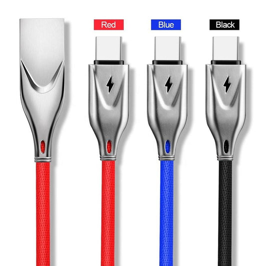 JMT-333706 Zinc Alloy Cloth Braided Data Cable, 1m/2m Length, 5V/2.3A Fast Charging, USB Copper Pin