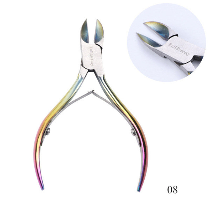 JMT-333834 Electroplated Nail Clippers with Dead Skin Fork Tweezers and Manicure Polishing Tool