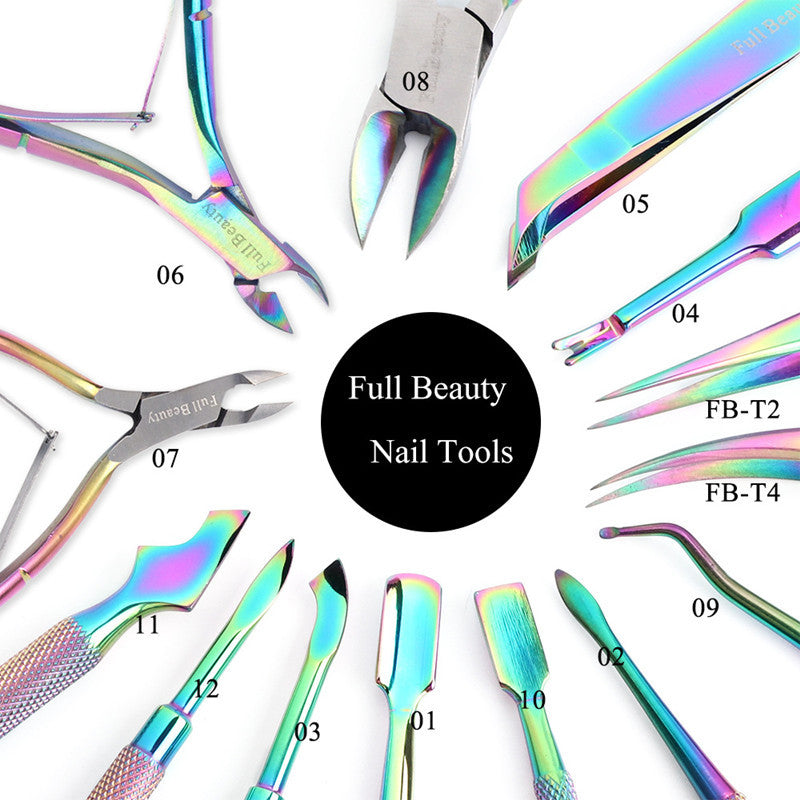 JMT-333834 Electroplated Nail Clippers with Dead Skin Fork Tweezers and Manicure Polishing Tool