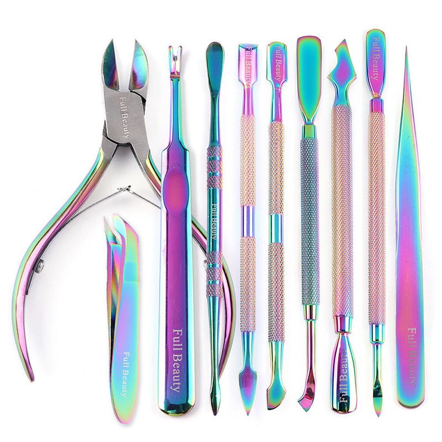 JMT-333834 Electroplated Nail Clippers with Dead Skin Fork Tweezers and Manicure Polishing Tool