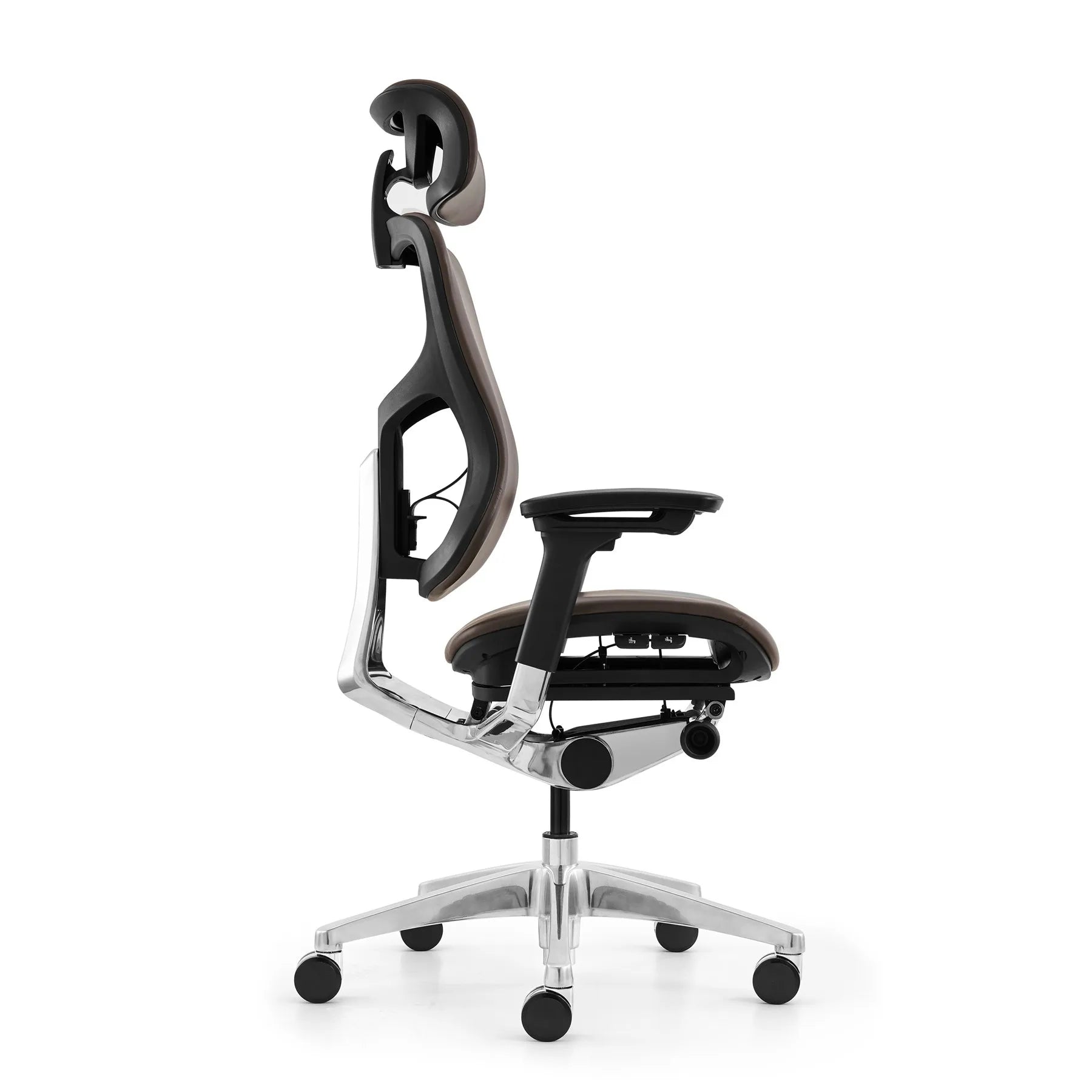 JMT-333962 Ergonomic Adjustable Office Chair with Black Leather and Mesh Seating