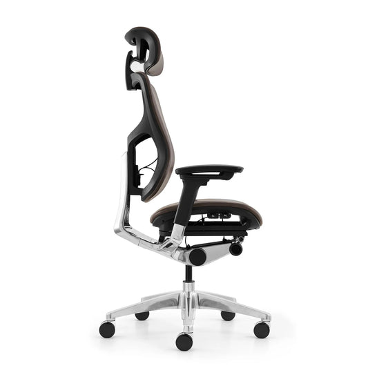 JMT-333962 Ergonomic Adjustable Office Chair with Black Leather and Mesh Seating