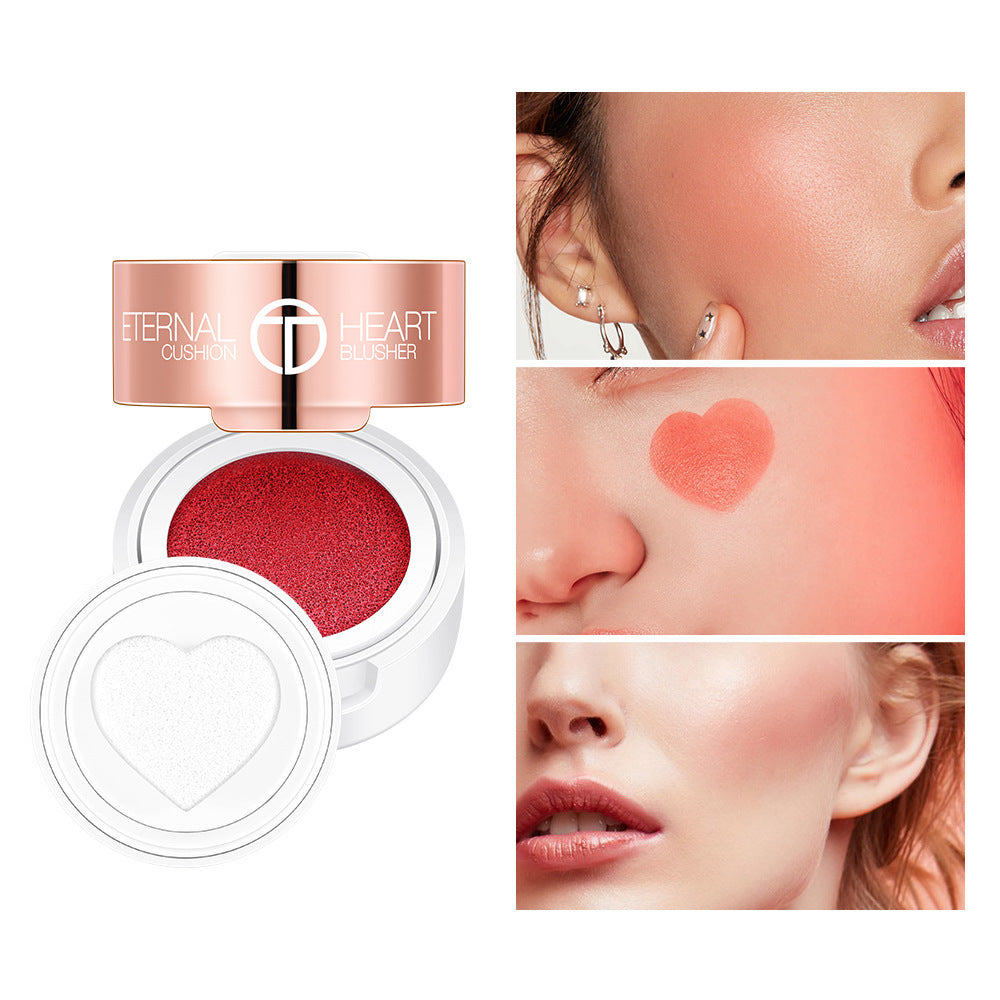 JMT-333962 Heart-Shaped Blush Cushion - Waterproof, Smooth Velvet Texture, 6ml