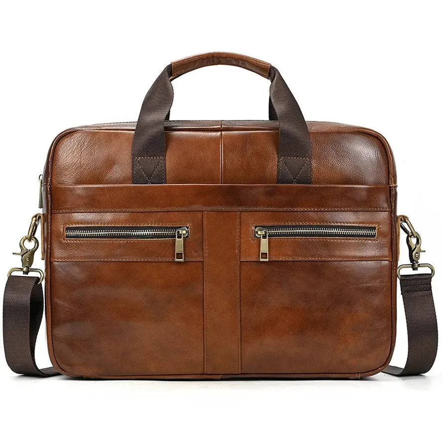 JMT-334282 Genuine Leather 15-Inch Laptop Briefcase with Zipper Closure and Custom Logo Option