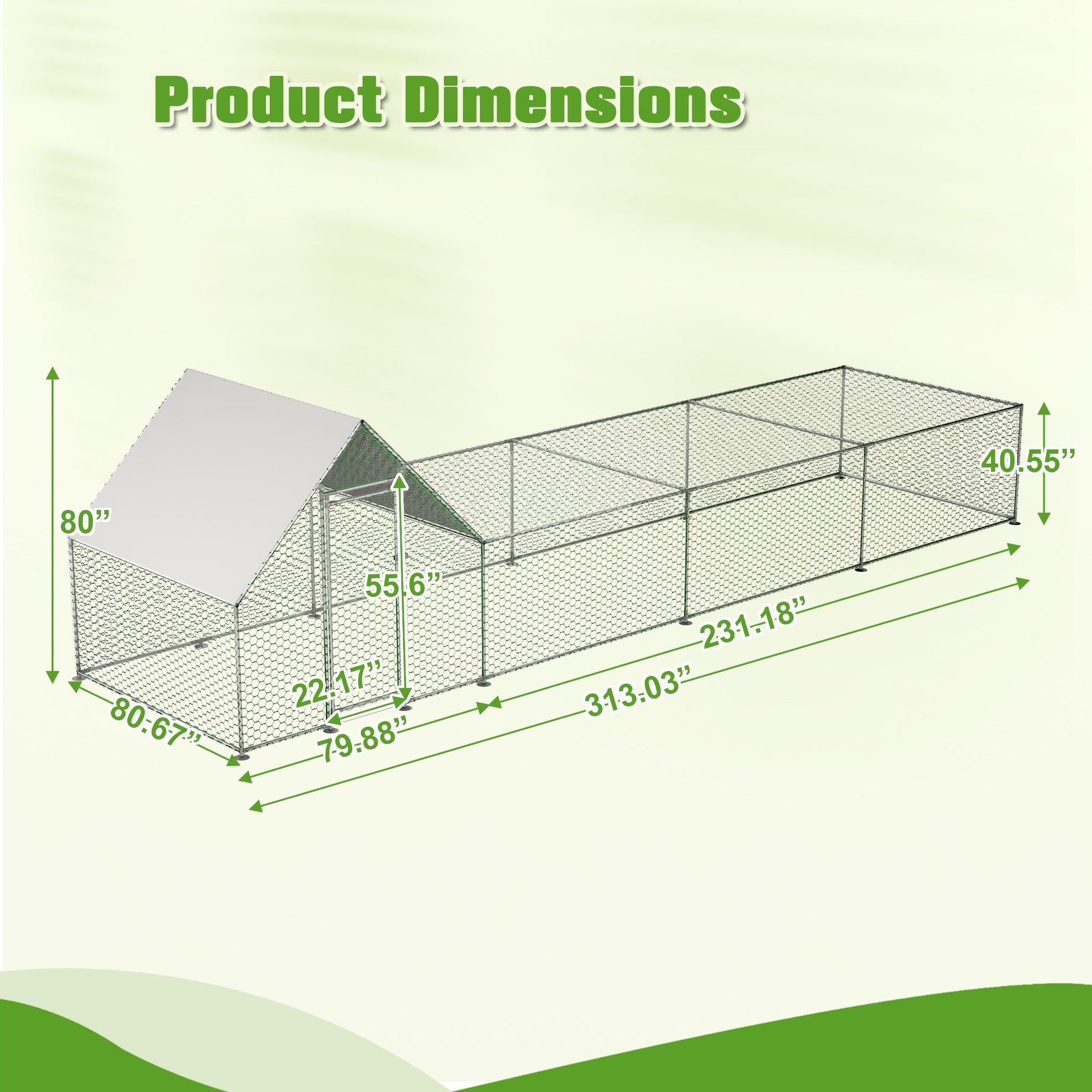 JMT-334538 Durable Metal Chicken Coop with Removable Cover - Walk-in Poultry Run for Chickens, Ducks, and Rabbits