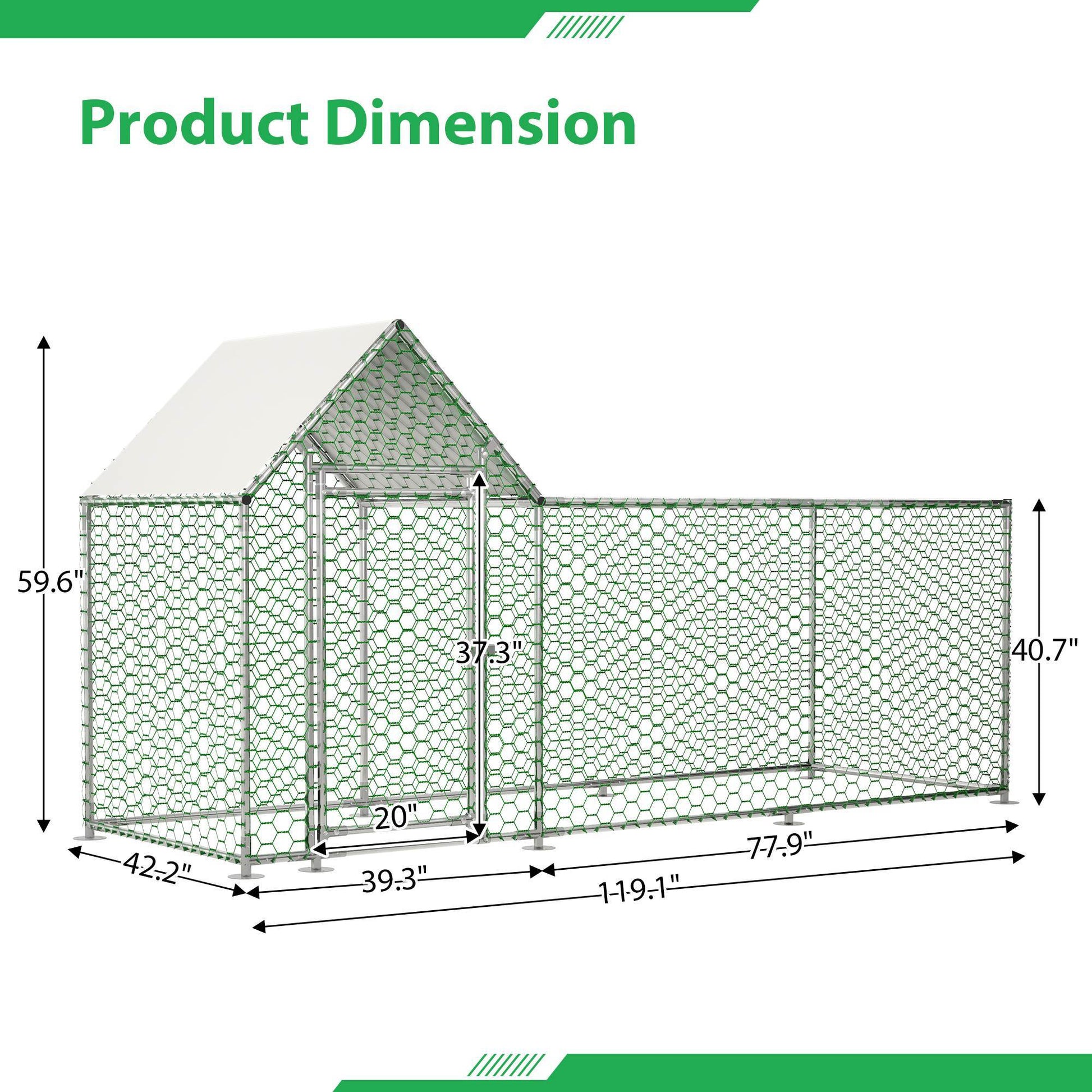 JMT-334538 Durable Metal Chicken Coop with Removable Cover - Walk-in Poultry Run for Chickens, Ducks, and Rabbits