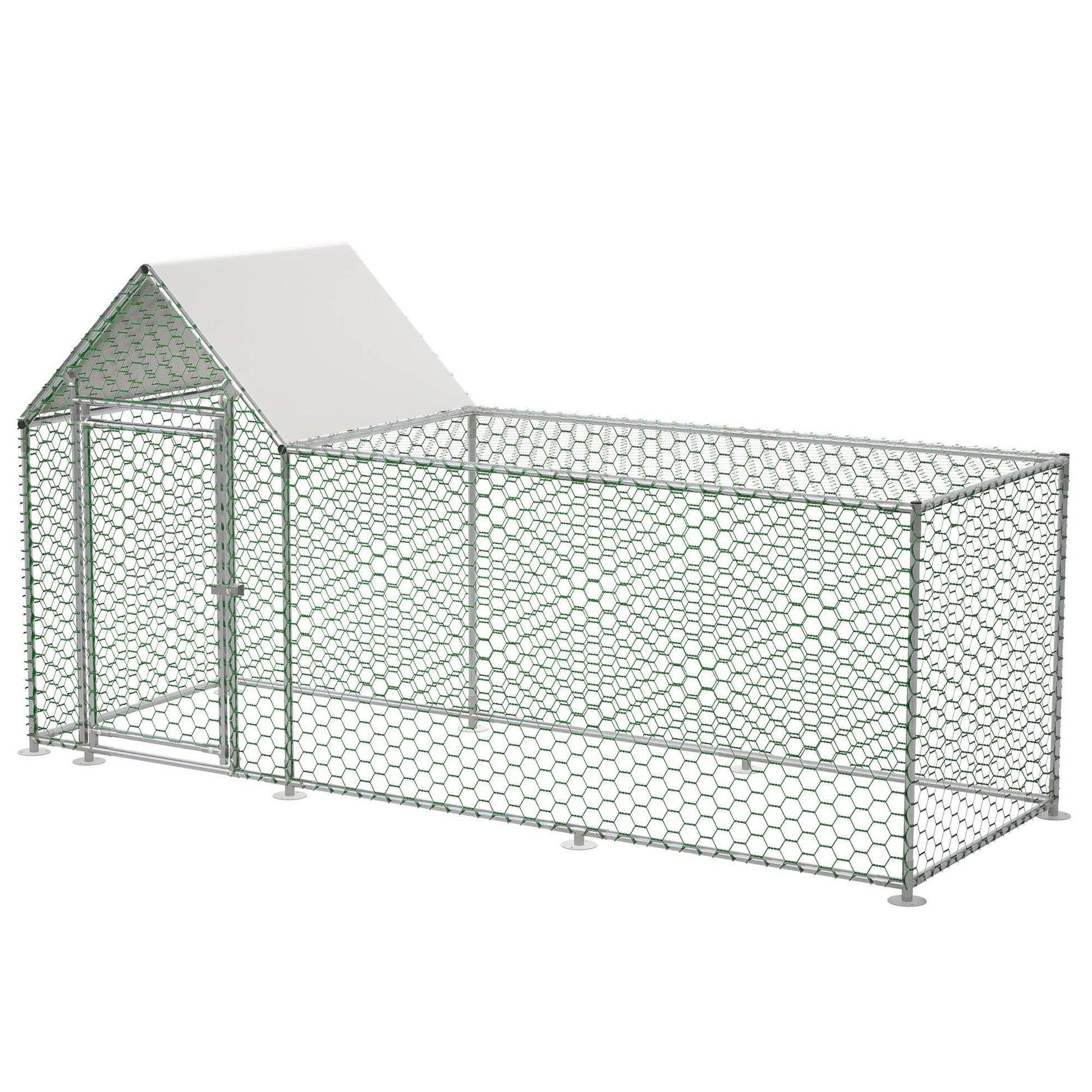 JMT-334538 Durable Metal Chicken Coop with Removable Cover - Walk-in Poultry Run for Chickens, Ducks, and Rabbits