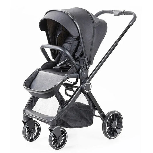 JMT-334666 Luxury High Landscape 3 in 1 Leather Baby Stroller with Car Seat and Large Wheels