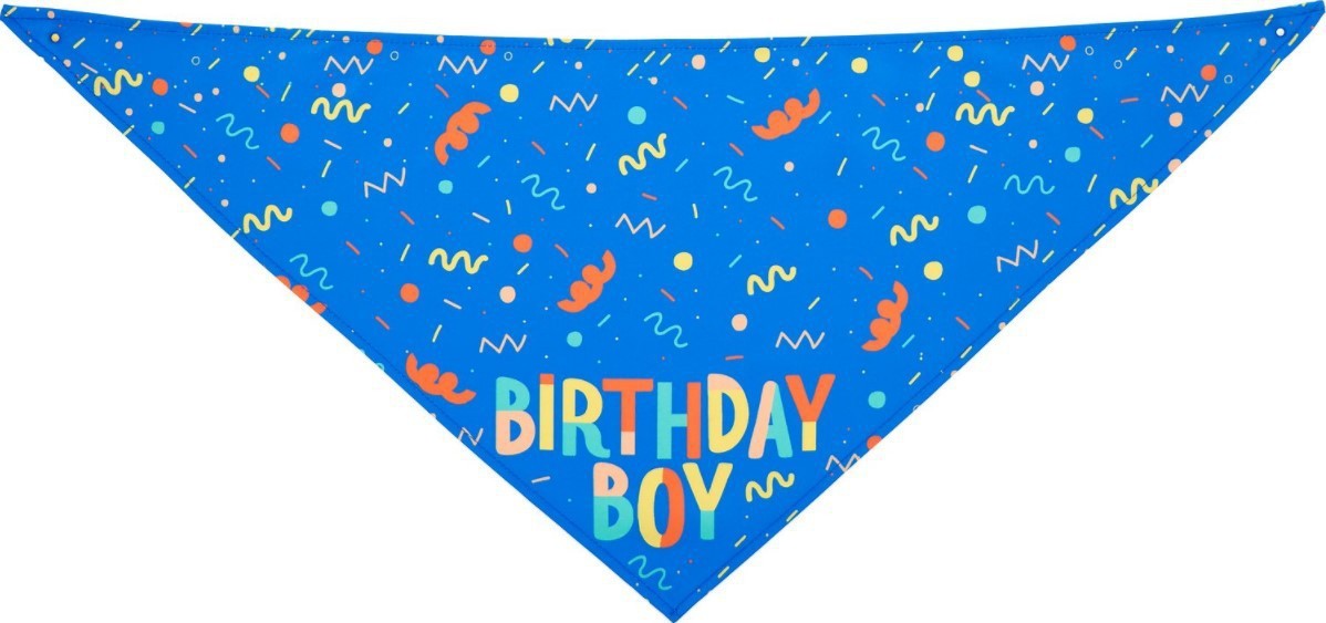 JMT-334666 Pet Triangle Scarf with Washable Bone Design - Soft Cotton Polyester Fabric, Ideal for Dog Birthdays