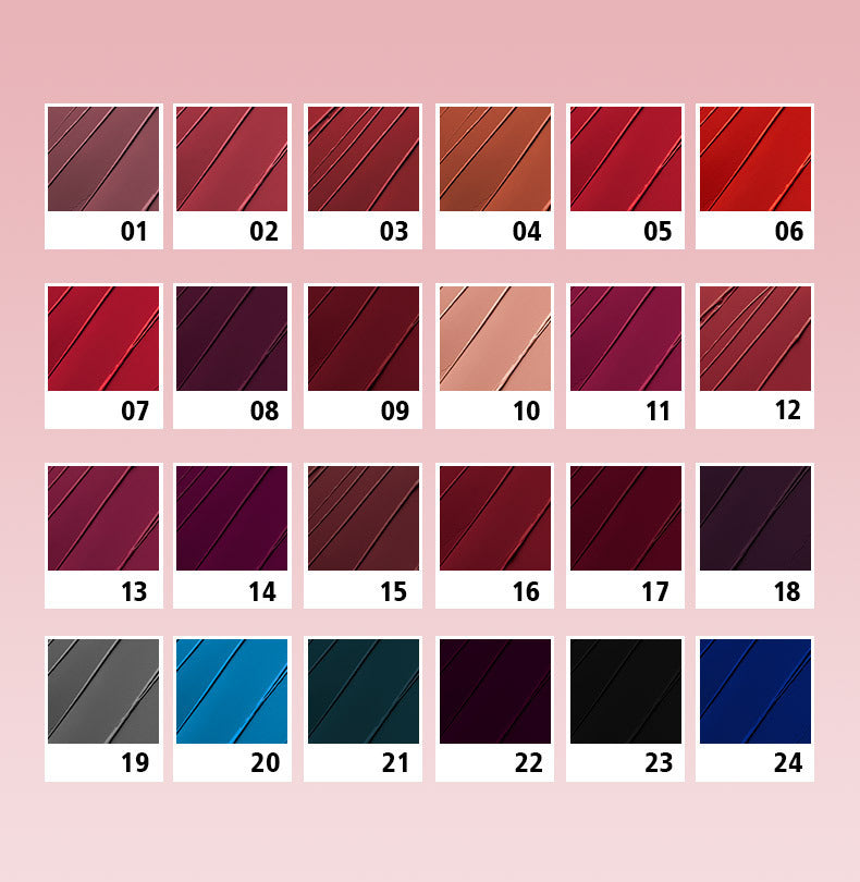 JMT-334794 Matte Waterproof Nonstick Lip Gloss Set - 24 Vibrant Shades (1.2ml Each)