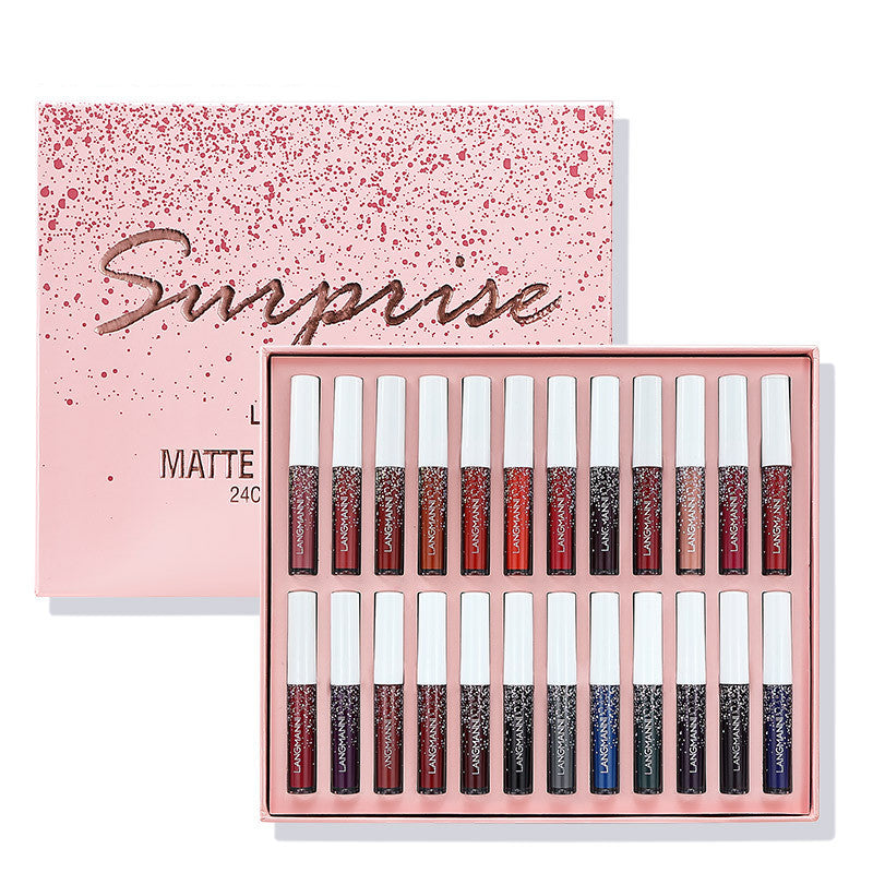 JMT-334794 Matte Waterproof Nonstick Lip Gloss Set - 24 Vibrant Shades (1.2ml Each)
