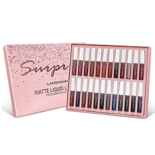 JMT-334794 Matte Waterproof Nonstick Lip Gloss Set - 24 Vibrant Shades (1.2ml Each)