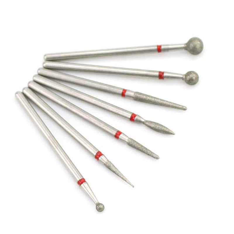 JMT-334986 Silver Tungsten Steel Nail Art Grinding Heads Set - 7 Diamond Polishing Tips for Nail Tools