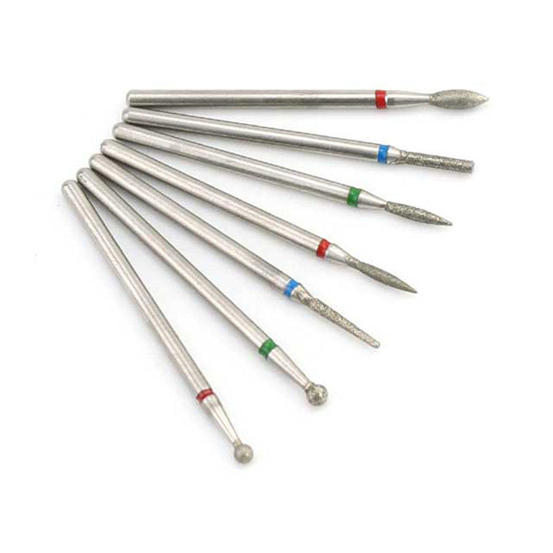 JMT-334986 Silver Tungsten Steel Nail Art Grinding Heads Set - 7 Diamond Polishing Tips for Nail Tools