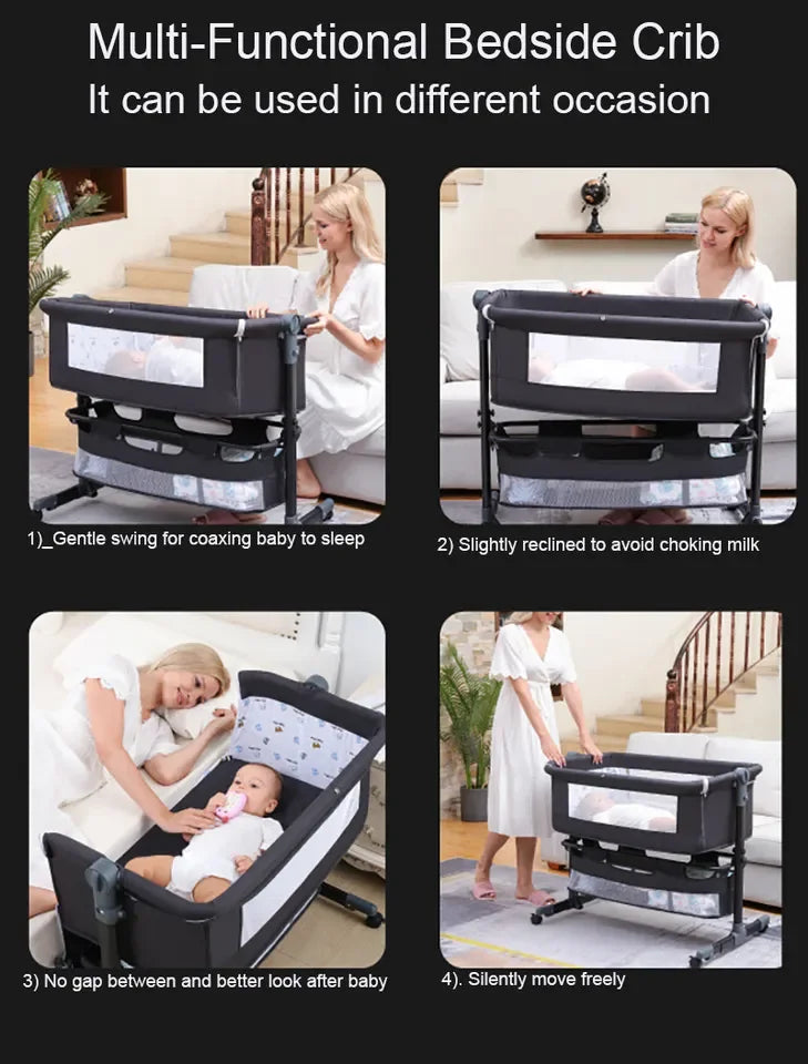 JMT-335626 Folding Movable Baby Playpen Cot for Newborns - Classic Design Portable Crib and Bed