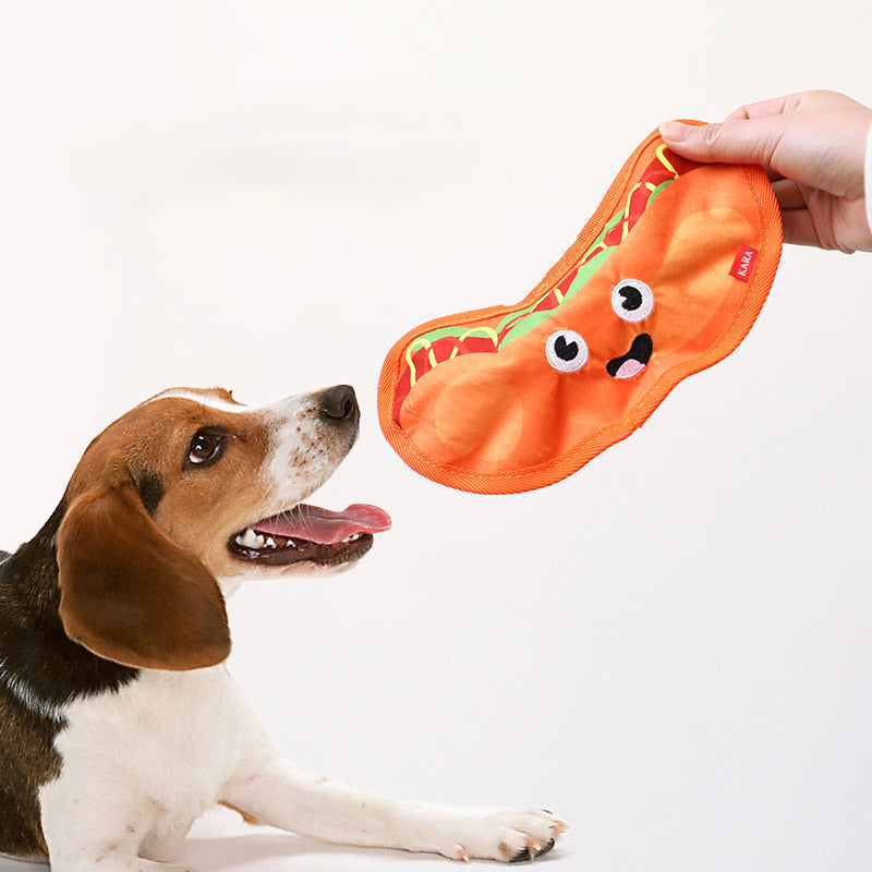 JMT-335818 Durable Crinkle Squeaky Dog Toy for Interactive Play - Stuffing-Free Hamburger Design