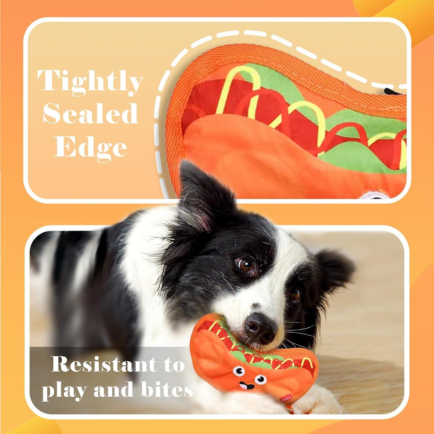 JMT-335818 Durable Crinkle Squeaky Dog Toy for Interactive Play - Stuffing-Free Hamburger Design
