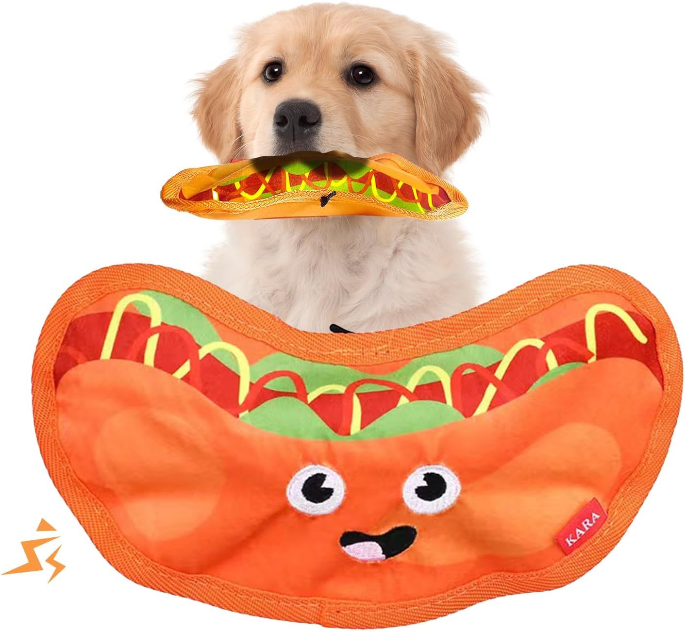 JMT-335818 Durable Crinkle Squeaky Dog Toy for Interactive Play - Stuffing-Free Hamburger Design