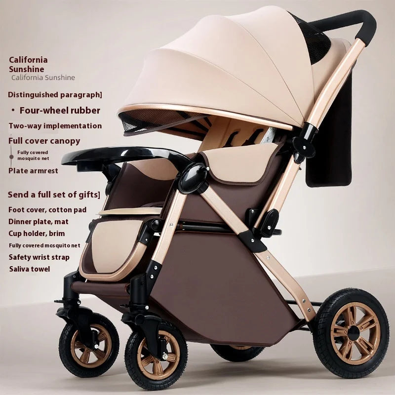 JMT-335818 Foldable Stainless Steel Two-Way Stroller with Armrest for Easy Travel
