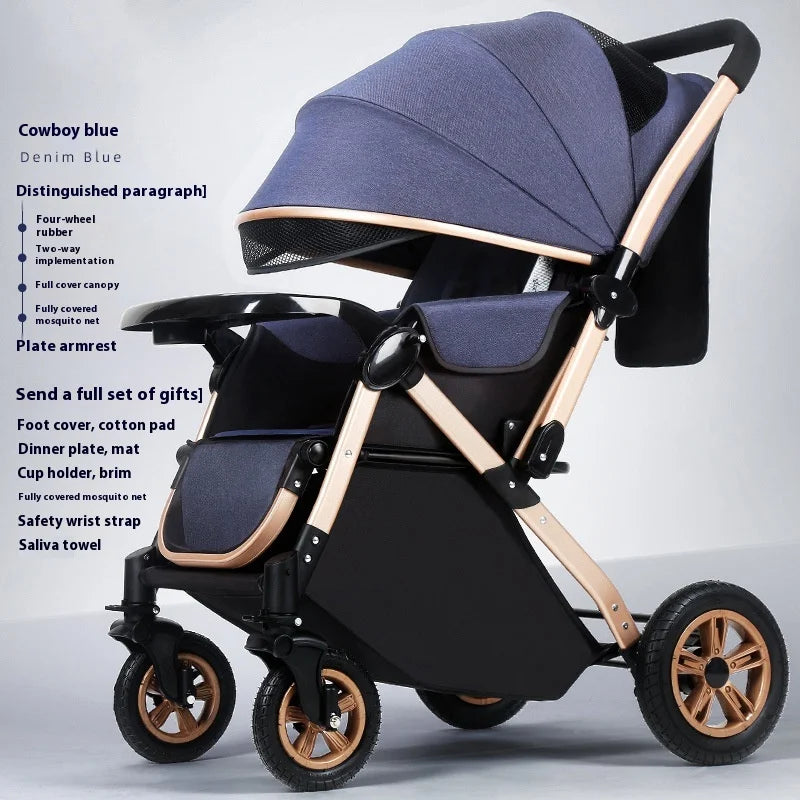 JMT-335818 Foldable Stainless Steel Two-Way Stroller with Armrest for Easy Travel