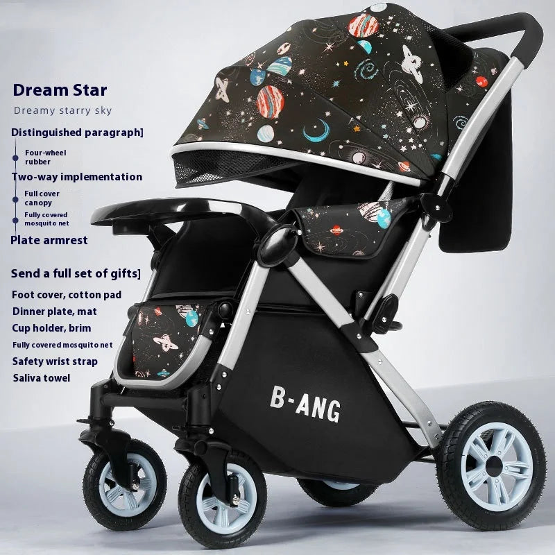 JMT-335818 Foldable Stainless Steel Two-Way Stroller with Armrest for Easy Travel
