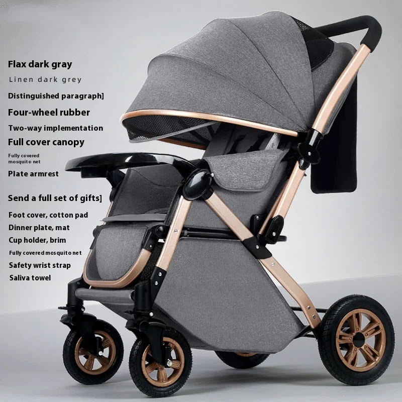 JMT-335818 Foldable Stainless Steel Two-Way Stroller with Armrest for Easy Travel