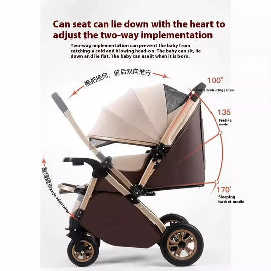 JMT-335818 Foldable Stainless Steel Two-Way Stroller with Armrest for Easy Travel